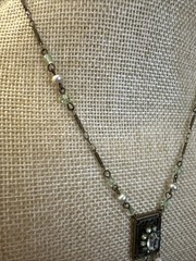 Liz Palacious SF Necklace Peridot Color Rhinestones & Crystals Victorian Revival