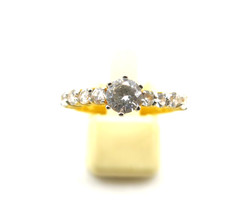18K Gold Plated CZ Pave Ring Cubic Zirconia Bridal Engagement Wedding Size 7.5