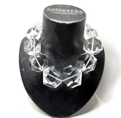 Gerda Lynggaard Monies Clear Crackle Lucite Octagon Large Beads Choker Necklace
