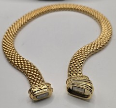Vintage Etruscan Revival Gold Tone Mesh Collar Necklace Bracelet Jewelry Set