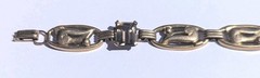 Vtg Art Deco 12k Bracelet Gold Filled / Smoky Quartz/ Glass Stones 7.5″