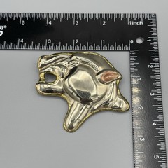 Vtg Cougar Panther Head Hecho en Mexico Mixed Metal Brooch Pendant 3.5″ 1990s