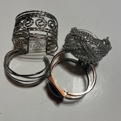 VTG Lot Of 4 Silver Tone Assorted Statement Cuff Bracelets