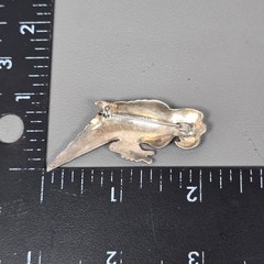 Vintage Hecno En Mexico Alpaca Silver Parrot Animal Bird Textured Pin Brooch