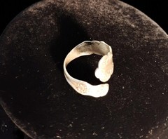 Vtg womens size 7.5 L.Vernon Sterling Silver Ornate Floral Scroll Spoon Ring EUC