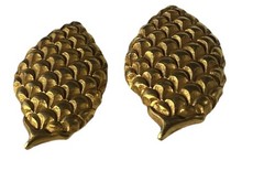 Vtg KATE HINES Signed Convertible Gold Tone Amber Lucite Couture Clip Earrings
