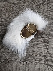 Vintage 1980’s Art Deco Style Lady Profile Brooch Fur Mohawk White Face Eyeliner