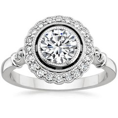 Art Deco Style 2.5Ct Round Lab Created Diamond 14K White Gold FN Engagement Ring