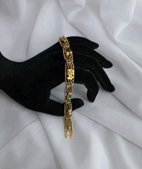 1960s Goldette NY Multi-Stone Gold Tone Bracelet 7.25″ Lattice Links