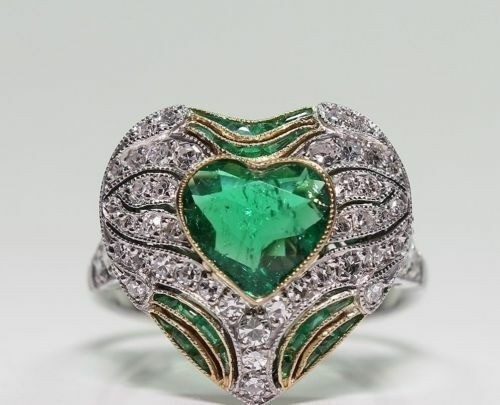 Natural Emerald 2.60 Ct Art Deco Vintage Wedding Ring 925 Sterling Silver