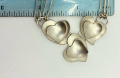 Artisan Crafted SS 925 Triple Heart & Unique Paper Clip Link 24” Chain Necklace