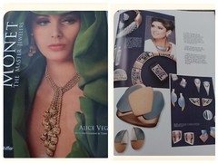 Monet All That Jazz Rose Gold Toned & Blue Necklace Choker Book Piece **READ**