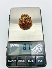 Antique Gold Vermeil Filigree Sterling Silver Carnelian Cabochon Bell Pendant