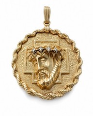 RARE Antique 1920s 14K Gold Diamond Jesus Christ High Relief Pendant 16.05g