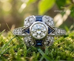 14K Gold Over 2.44CT Round Lab Created Diamond Vintage Art Deco Engagement Ring