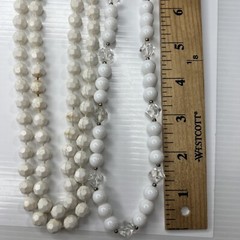 H3 Lot lucite crystals white resin beaded acrylic 70s Vintage retro necklace 24”
