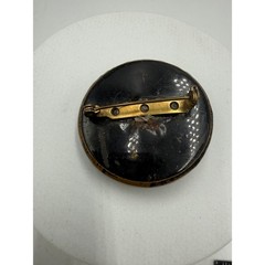 Vintage Ornate Round Brooch Purple Faceted Glass Stone Antiqued Brass Tone 1.5″