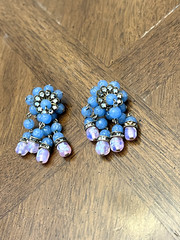 Vintage Blue & Purple Beaded Dangle/Drop Earrings Unmarked Designer? Gorgeous!