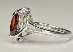 Vintage RJ Sterling Silver 1.00 Ct Marquise Cut Red Garnet Ring Size 10