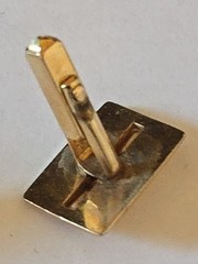 Vintage Rectangle Twist Cuff Links Gold Toned With Red Stone Center Bullet Back