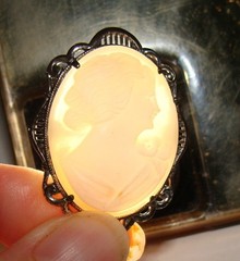 Vintage Harwood 6.1g Sterling Silver Carved Shell Cameo Brooch Pin 37mm x 30mm