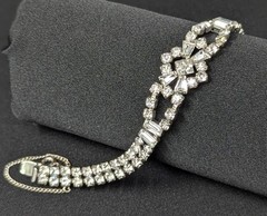 Brilliant Parco Rhinestone 50’s Bracelet Baguette Round Square Clear 7.25″
