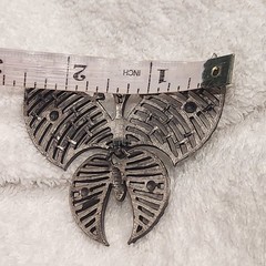 Vintage Silver Tone Butterfly Pendant Large Openwork Statement articulated