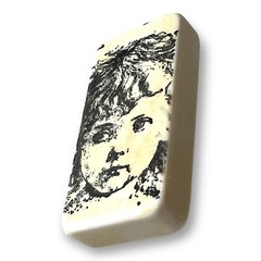 Hand Painted Portrait Brooch Pin Child Folk Art Domino OOAK