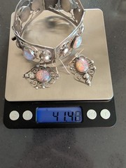 Sterling Pink Dragons Breath Fire Opal Foil Glass Taxco Mexico Bracelet Earrings