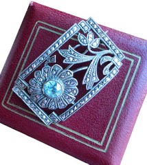 Art Deco 925 Sterling Silver Blue Gemstone & Marcasites Brooch