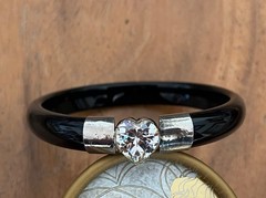 Black stone/glass Bracelet With Heart Rhinestone