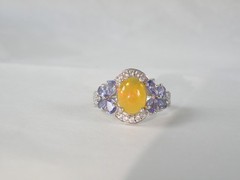 Vintage Sterling Silver 925 Fire Ethiopian Opal Tanzanite Butterfly Ring Size 7