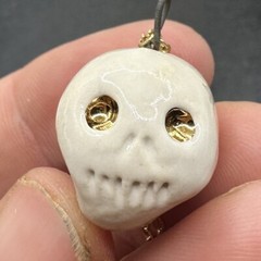 Gothic Halloweeen Skull Necklace (1) White Stone Goth Macabre Costume Cosplay