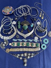 Vintage Jewelry Lot Mexico Alpaca Boho Ethnic Tribal Runway 30 Pc Bracelet Nlace