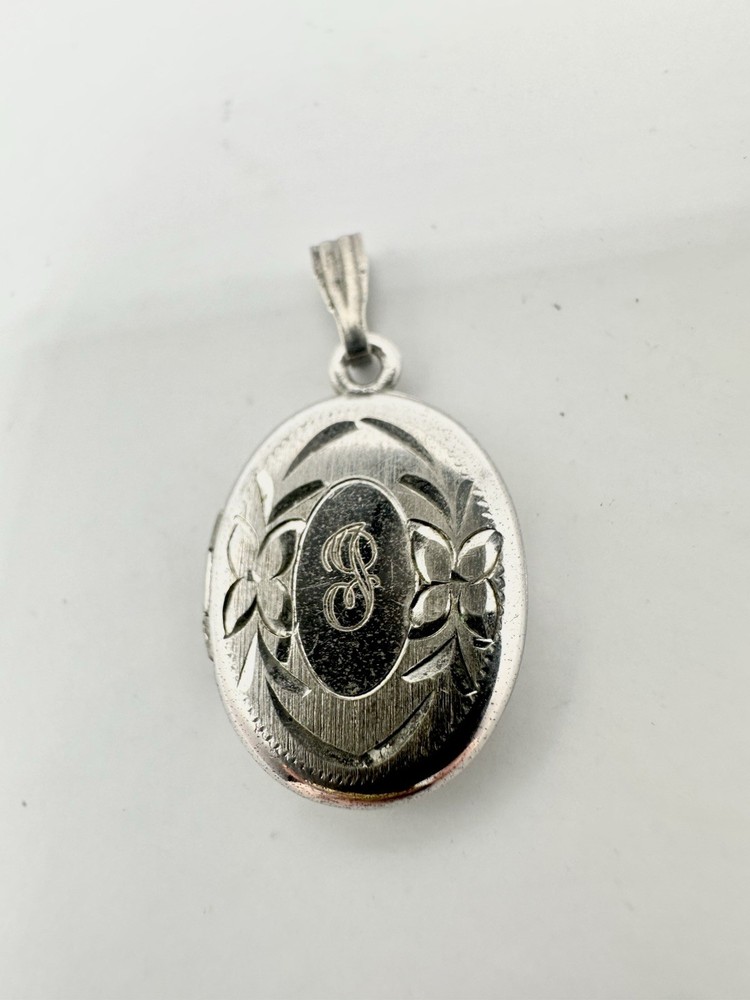 VTG Monogram Initial Etched Sterling Silver 925 Floral Locket Signed Tested Read