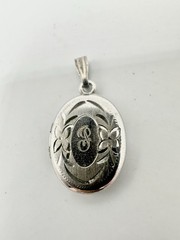 VTG Monogram Initial Etched Sterling Silver 925 Floral Locket Signed Tested Read