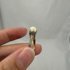 Art Deco Antique 14kt Yellow Gold Genuine Opal Ring Size 6 3.3 Grams