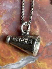 Vintage Sterling Silver Cheer Horn Pendant Necklace 17”