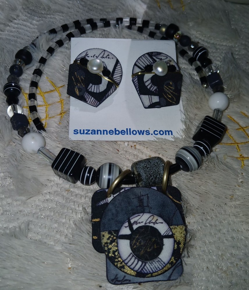 Suzanne Bellows 3 Piece Signed Necklace, Bracelet & Earrings. One Of A Kind!