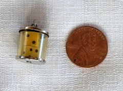 Vintage 1960s-1970s 3D Sterling Silver Dice in Capsule charm