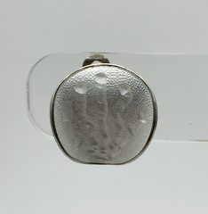 VTG Einar Modahl Norway Sterling Silver White Enamel Clip-On Earrings 5.7g #gcc