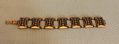 MCM Vintage Copper Bracelet Dot Pattern Domed Linked Panels 7” unsigned