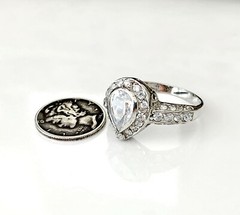 Sterling Silver 925 Wedding CZ Bridal Engagement Ring Designer Band Estate