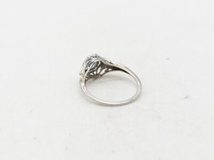 Antique 1920s $5K 1ct Natural Diamond Blue Sapphire 18k White Gold Filigree Ring