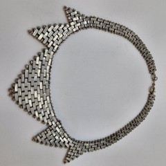 Jakob Bengel Germany Art Deco Chrome Necklace Brickwork Fashion Modernist 16.5″