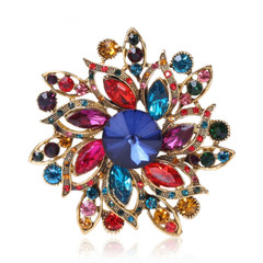 Hot Sale Luxury Women Crystal Flower Brooches Elegant Lady Vintage Plant Pins