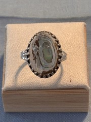 Vintage Sterling Silver Abalone Shell Ring Size 7 Oval Southwestern Estate