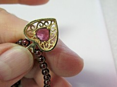 16 inch Almandine Garnet Necklace with 14k Gold Heart Pendant & Clasp MAKE OFFER