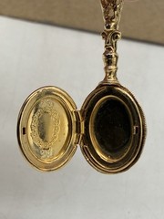 1928 Jewelry Co Signed Victorian Revival Filigree Locket Pendant Necklace 26”