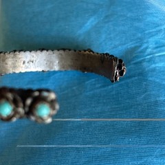 Vintage Native American Style Childs Turquoise Flower Cuff Bracelet
